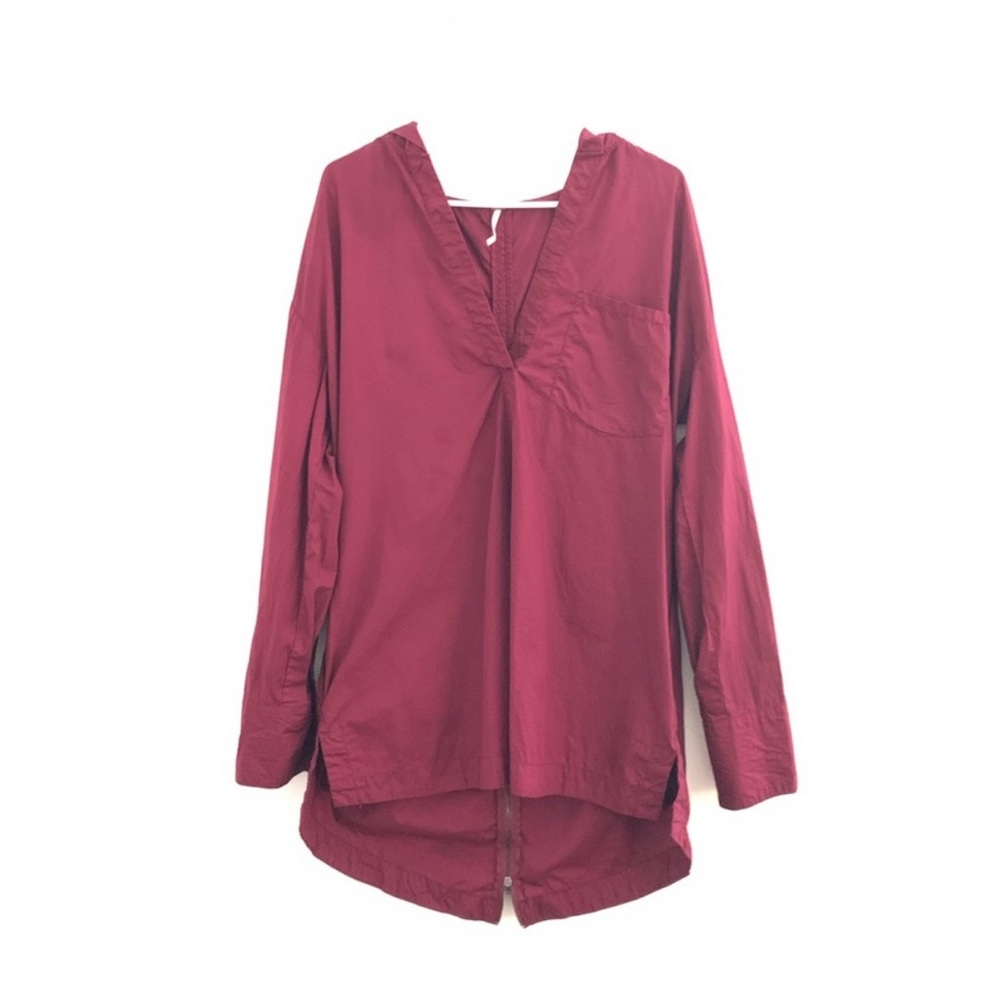 Free People Burgundy Lightweight Longline Parka